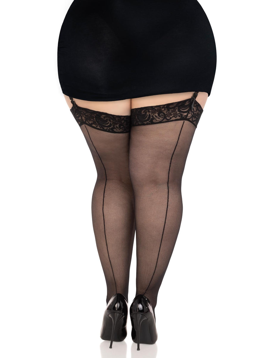 calze sexy backseam plus size nero taglia unica leg avenue