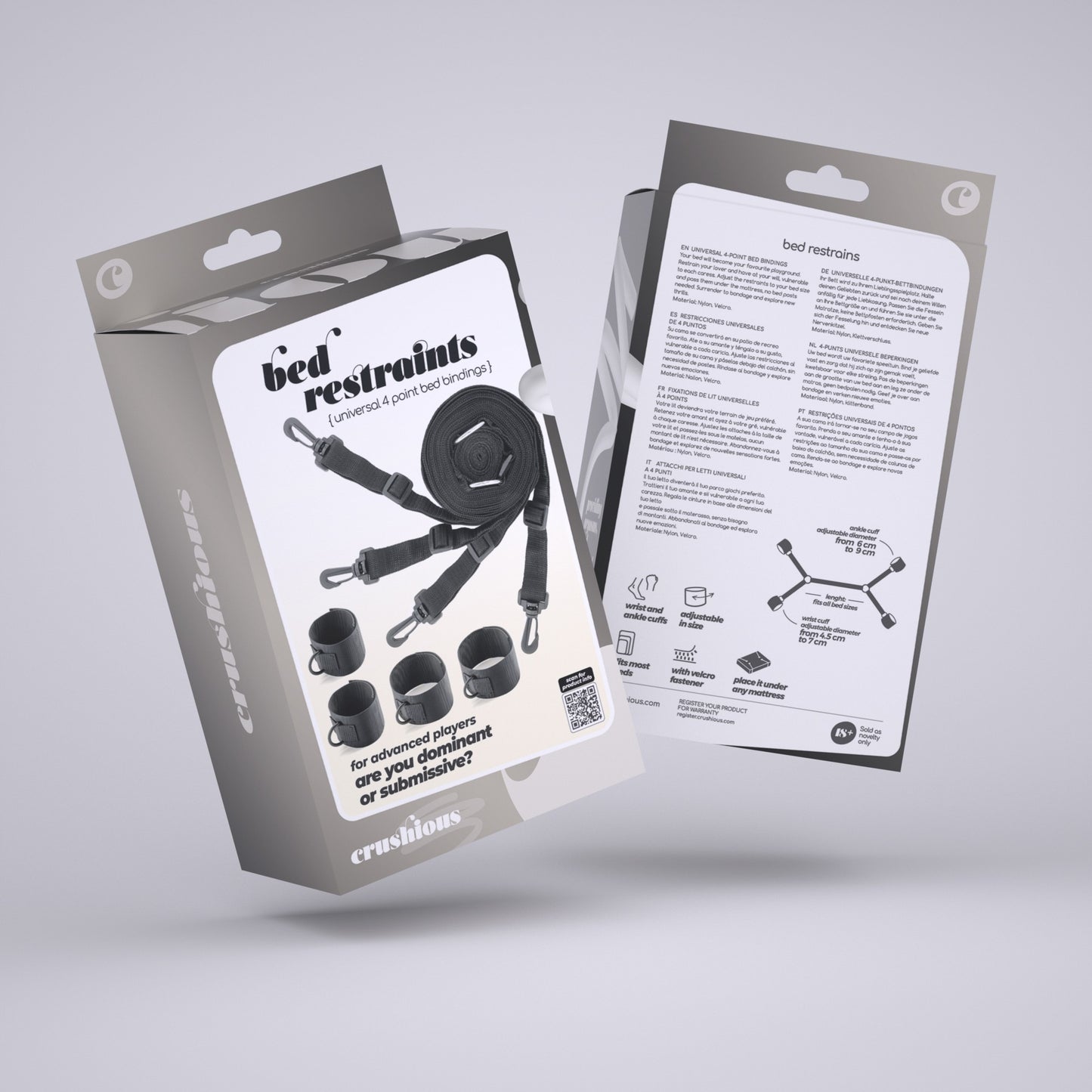 costrittivo bondage bed restraints nero crushious