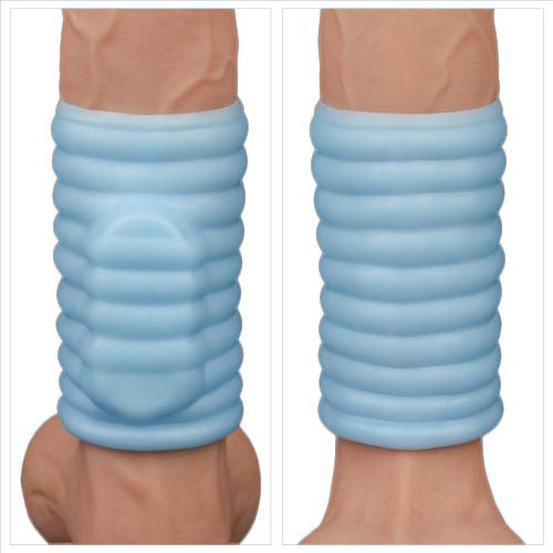 guaina fallica vibrante wave celeste lovetoy indossato