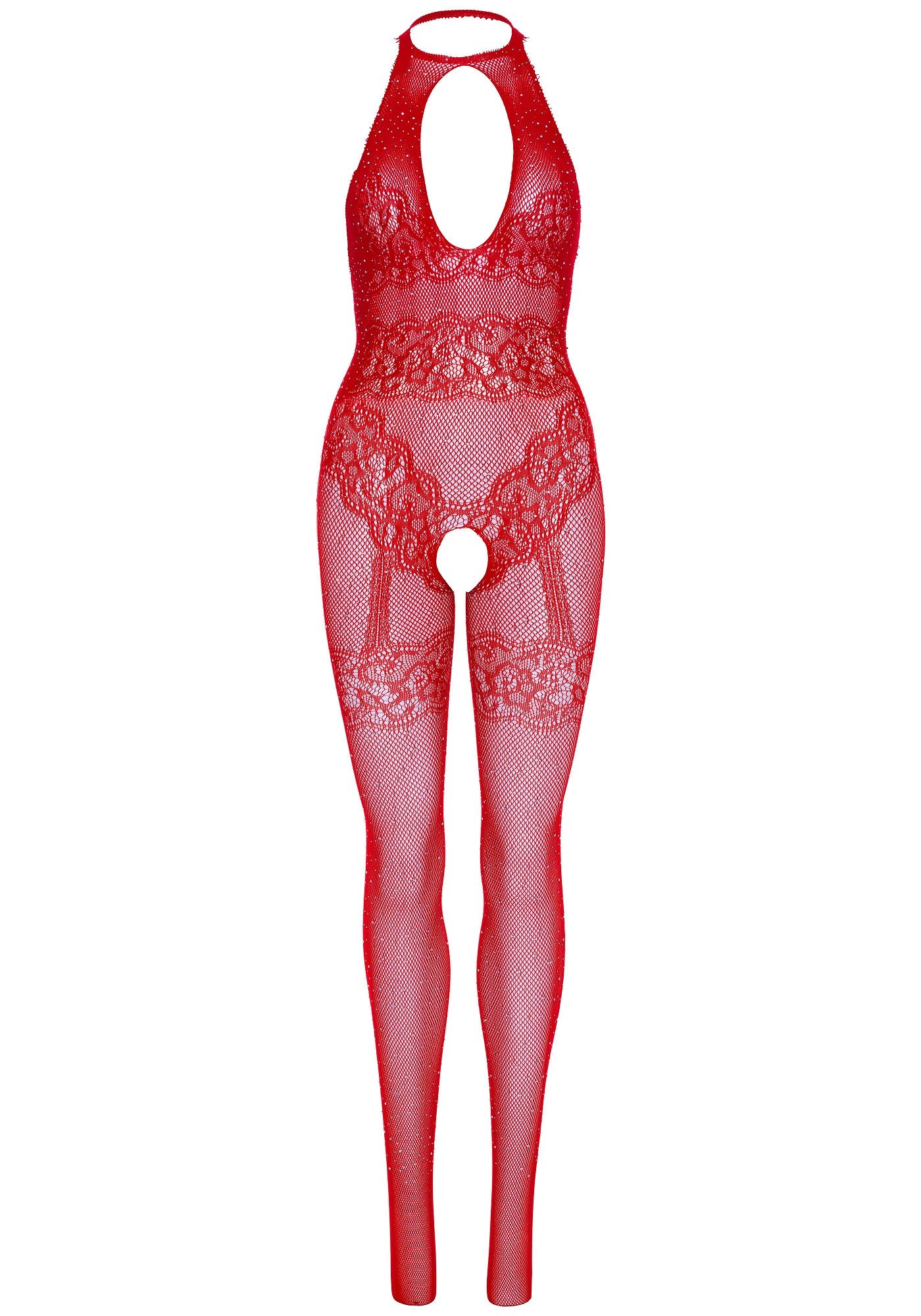 tuta sexy seamless fishnet rosso taglia unica leg avenue