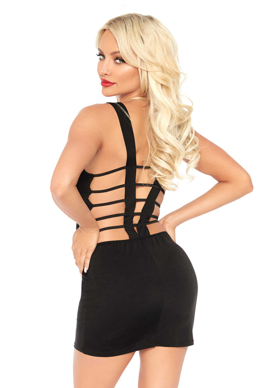 mini abito sexy deep v nero m leg avenue