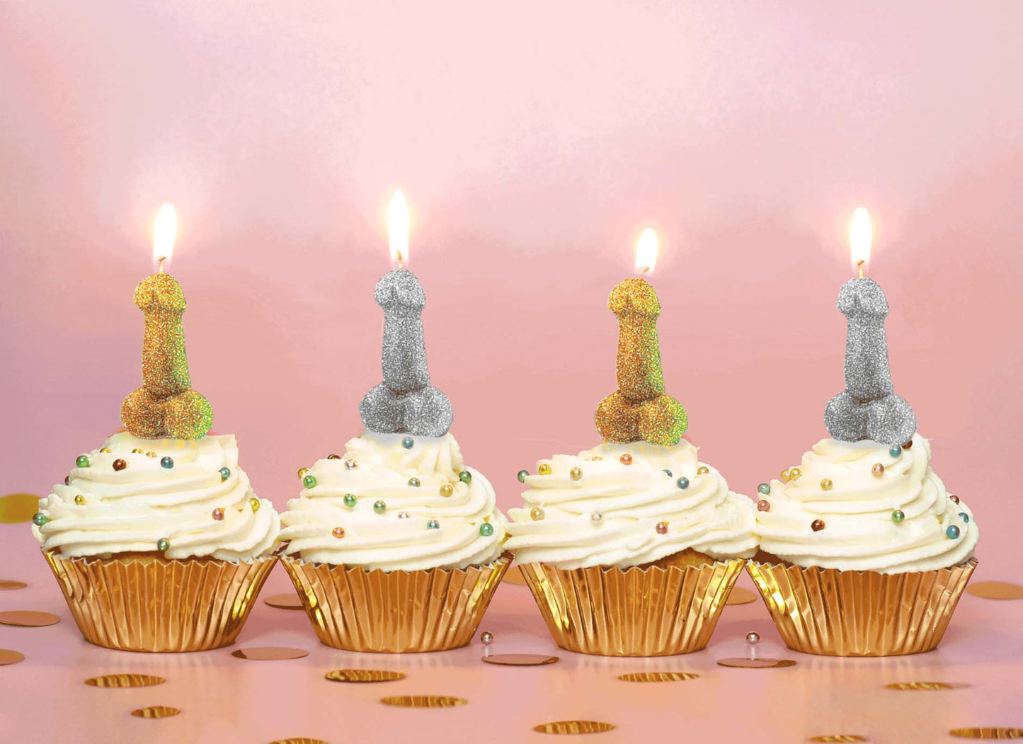 candeline a forma di pene glitter