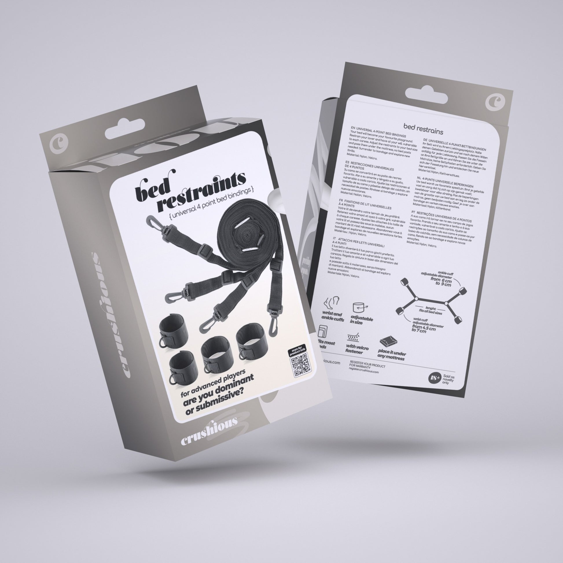 costrittivo bondage bed restraints nero crushious