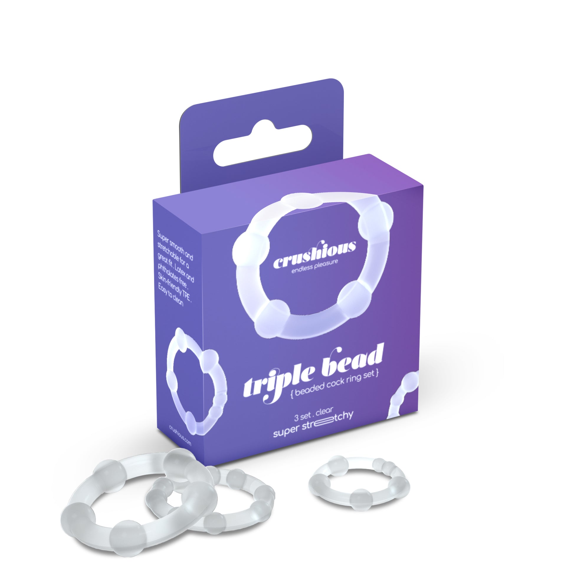 anelli fallici triple bead trasparente crushious