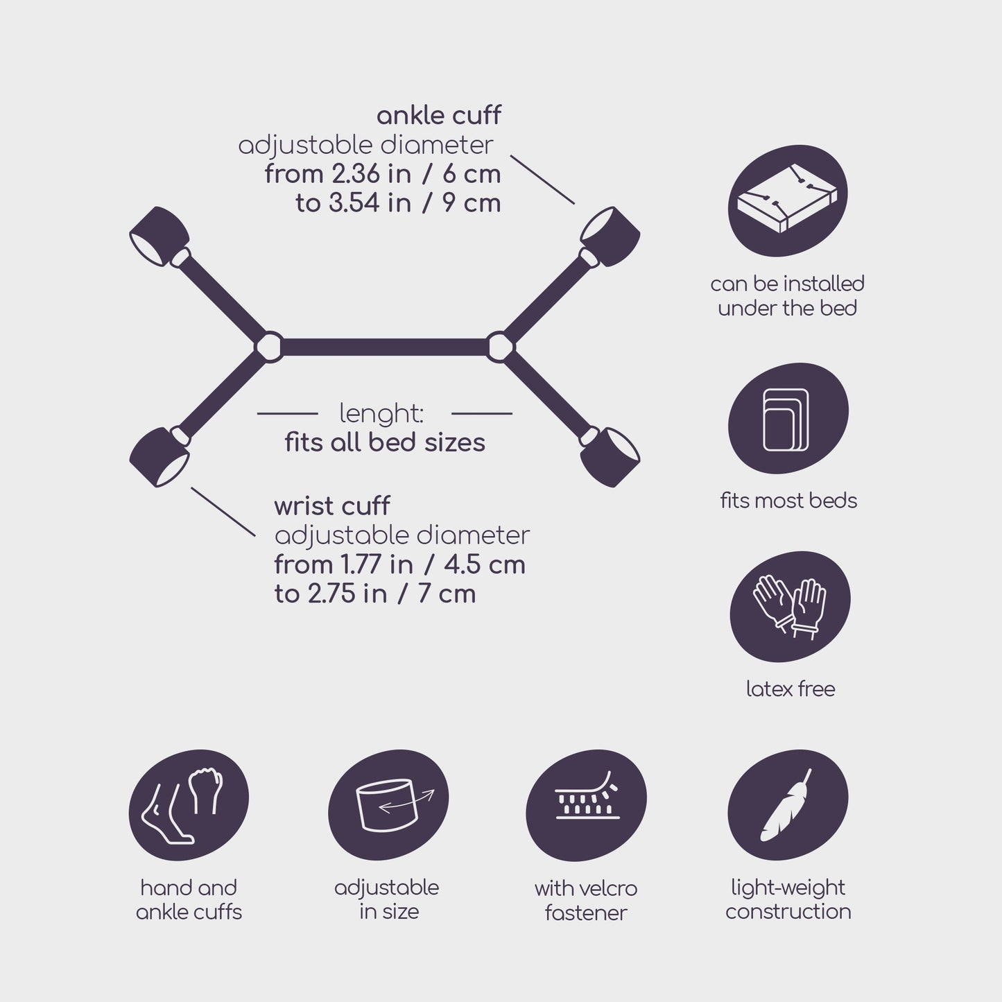 costrittivo bondage bed restraints nero crushious
