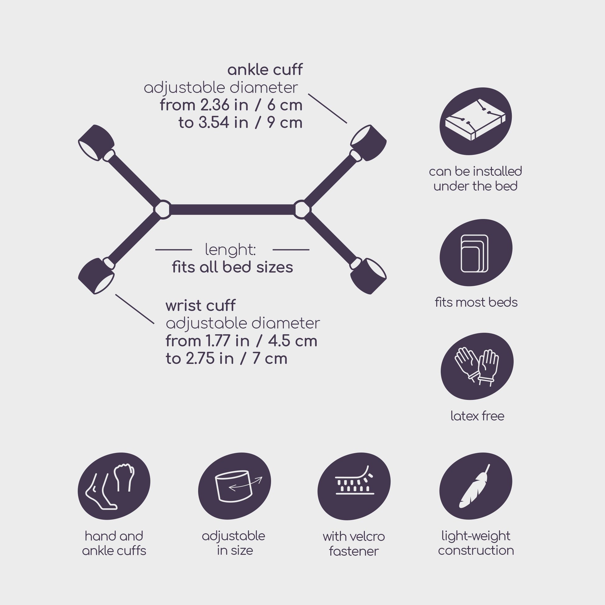 costrittivo bondage bed restraints nero crushious
