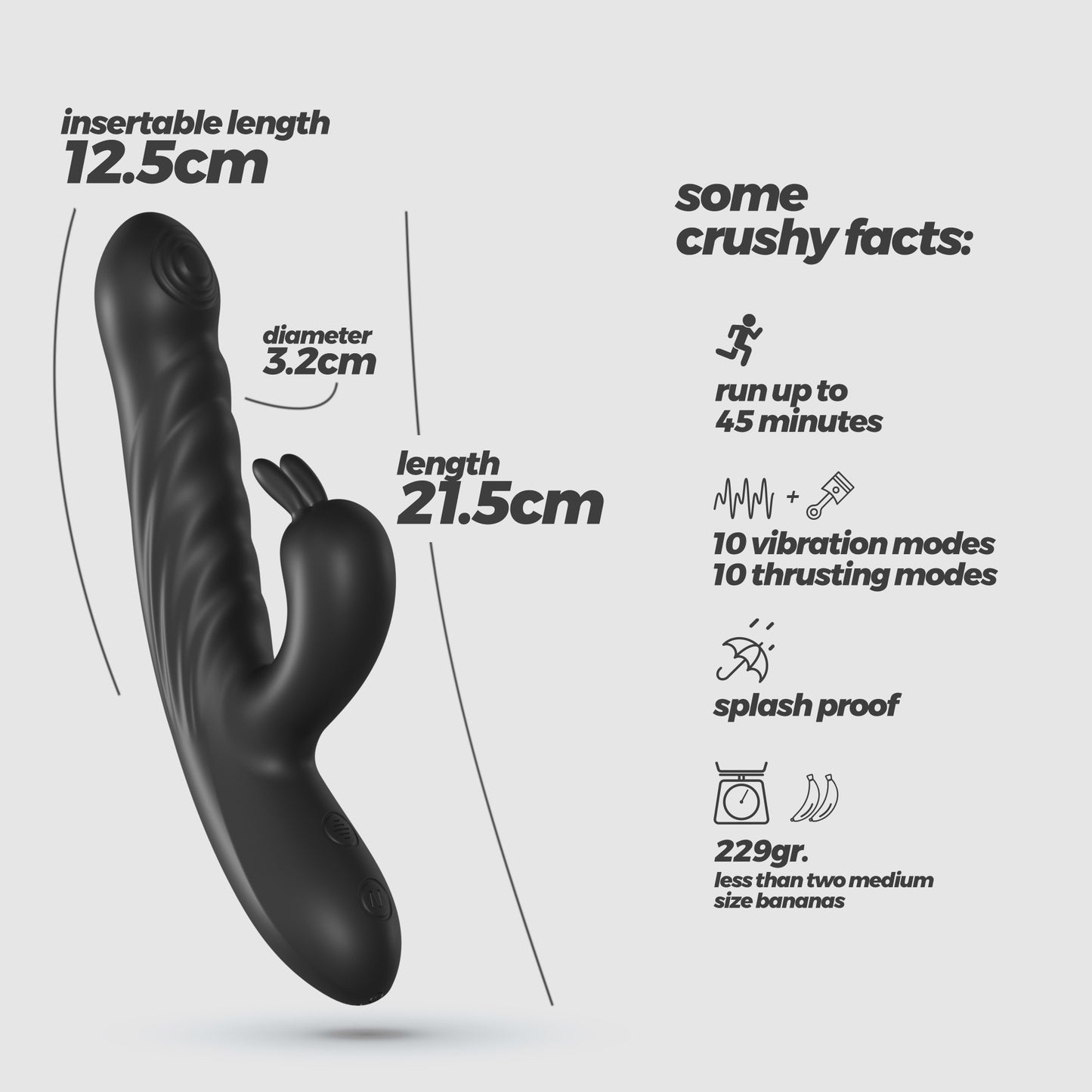 vibratore rabbit lapin nero crushious