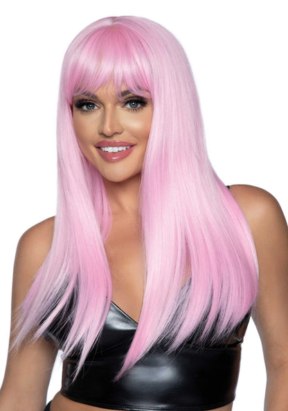 parrucca sexy long straight bang wig rosa leg avenue