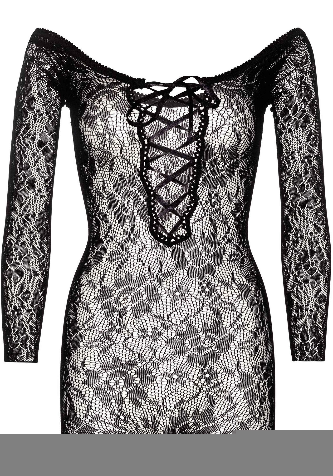 mini abito sexy seamless lace romper nero taglia unica leg avenue accessori