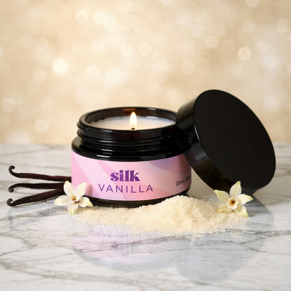 candela da massaggio silk vanilla crushious