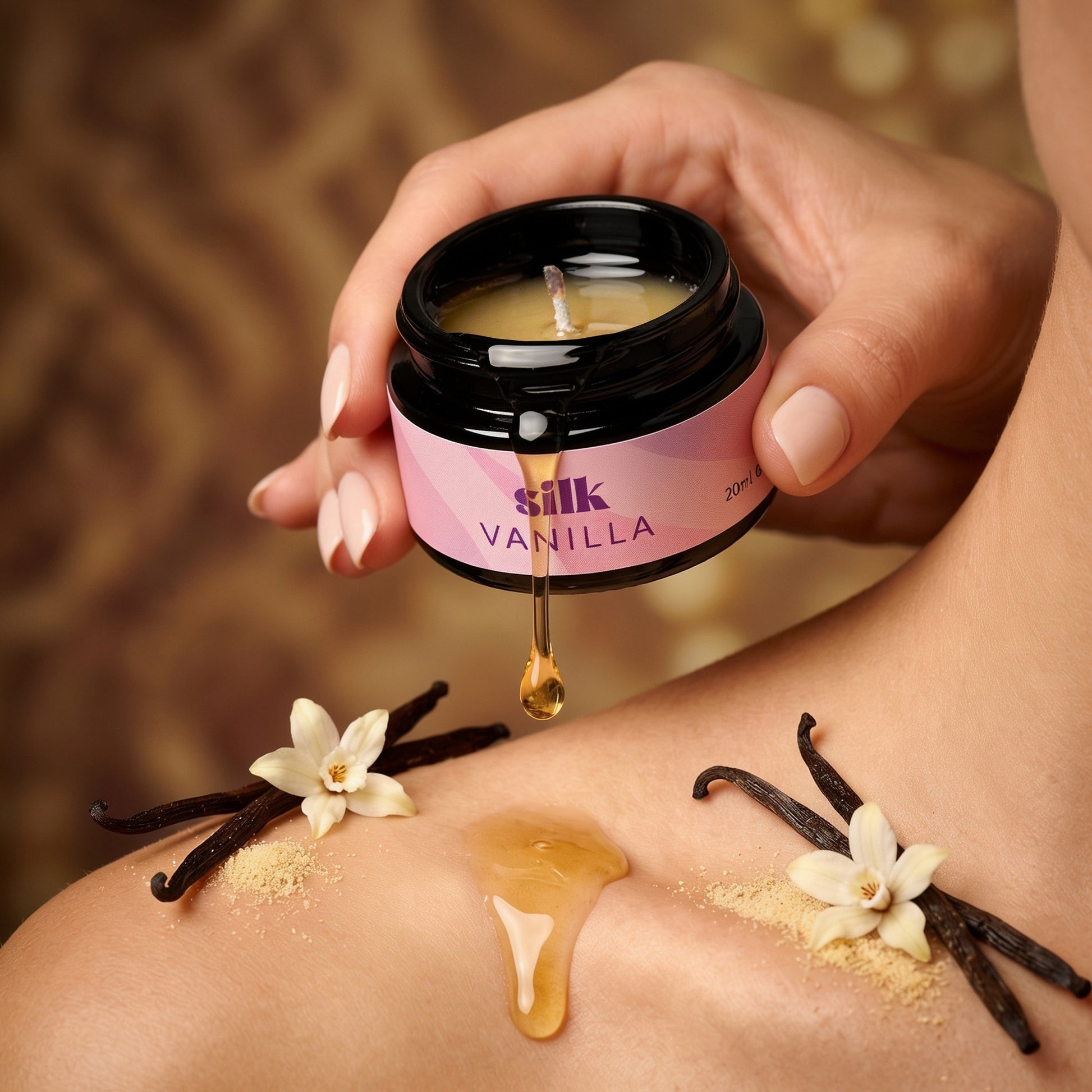 candela da massaggio silk vanilla crushious