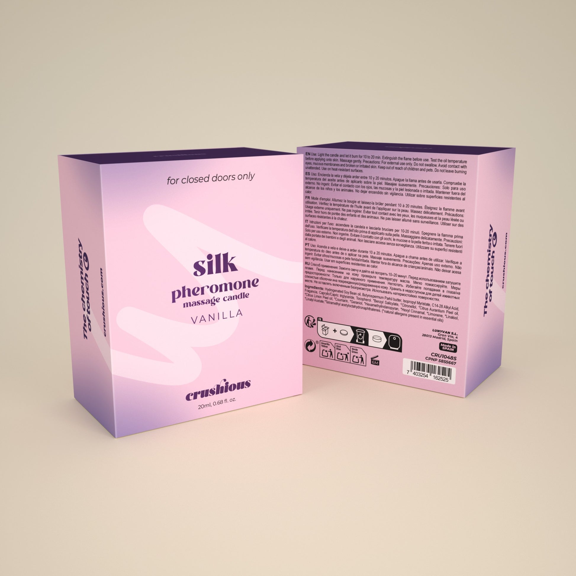 candela da massaggio silk vanilla crushious