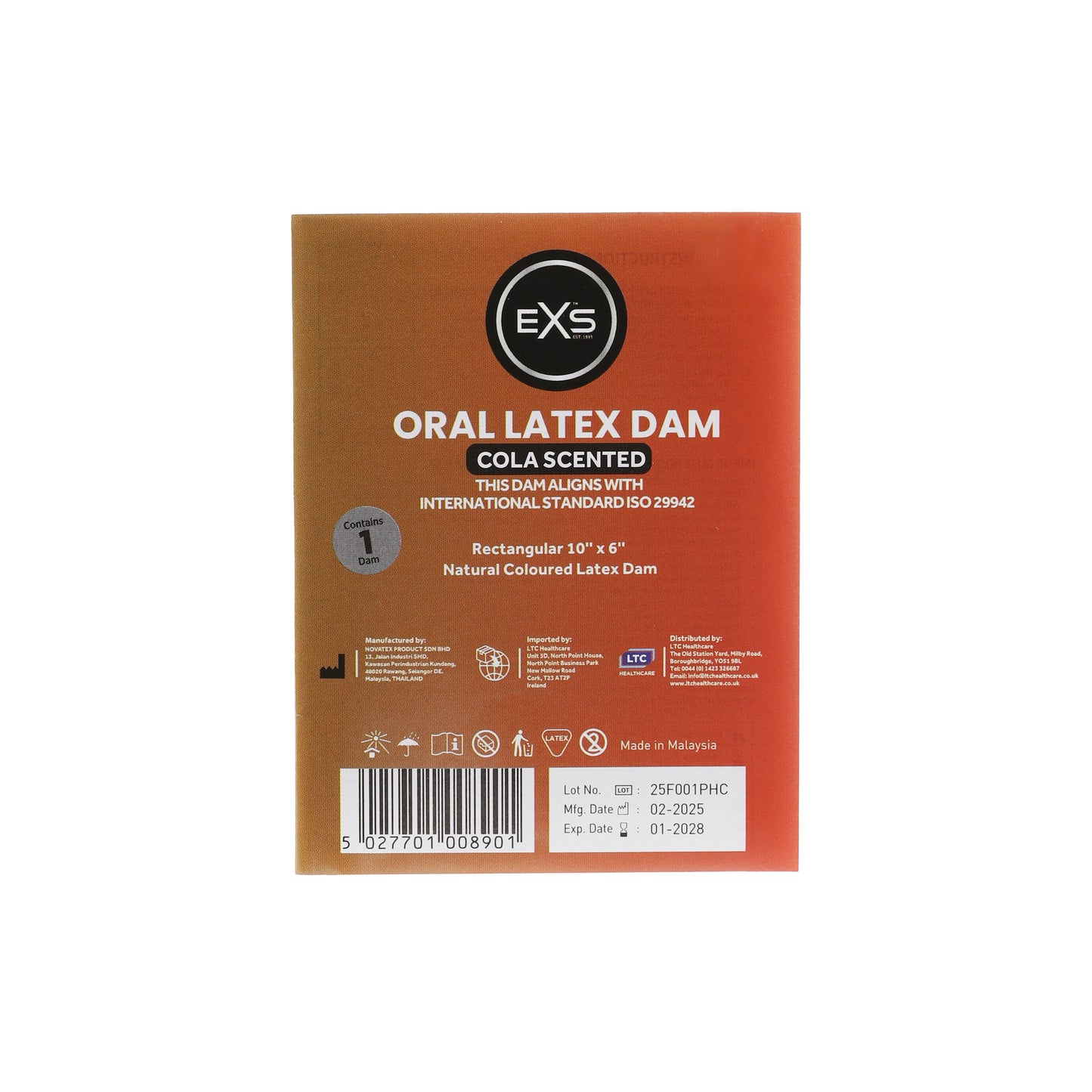 preservativi aromatizzati oral dams cola 1pz exs