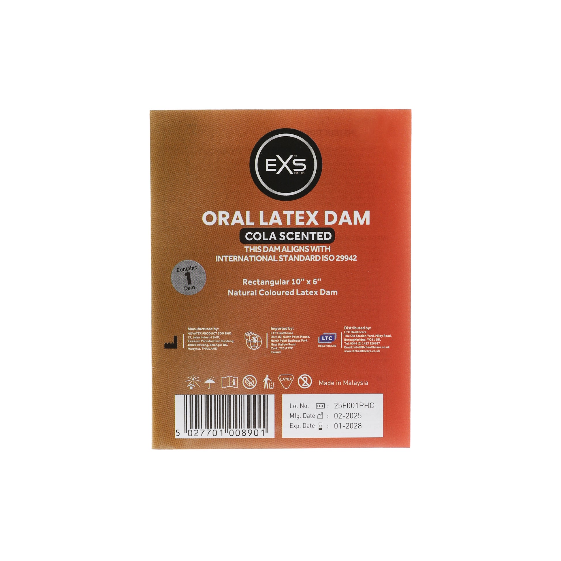 preservativi aromatizzati oral dams cola 1pz exs