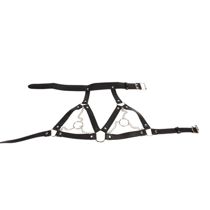 imbracatura bondage breast oring nero chisa