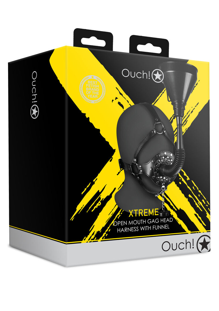 maschera bondage con imbuto xtreme nero