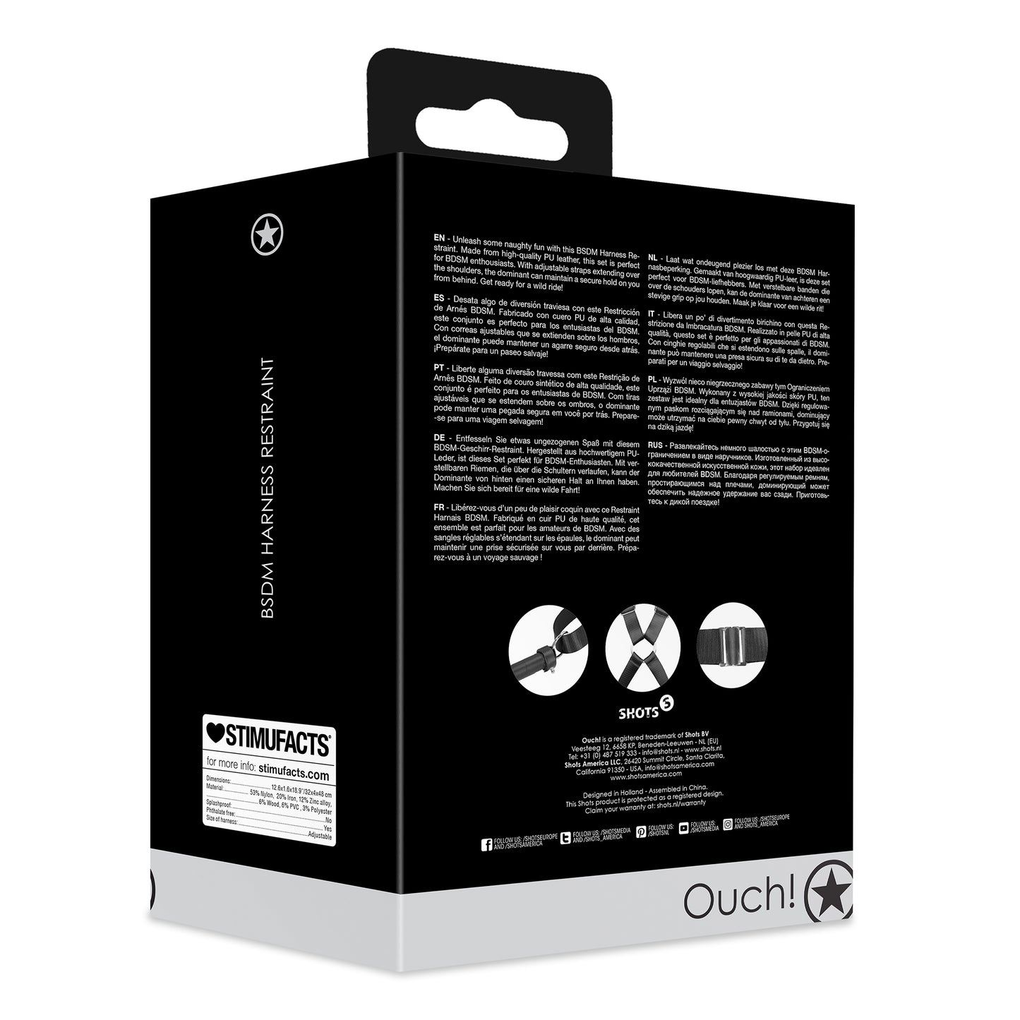 costrittivo bondage harness restraint nero