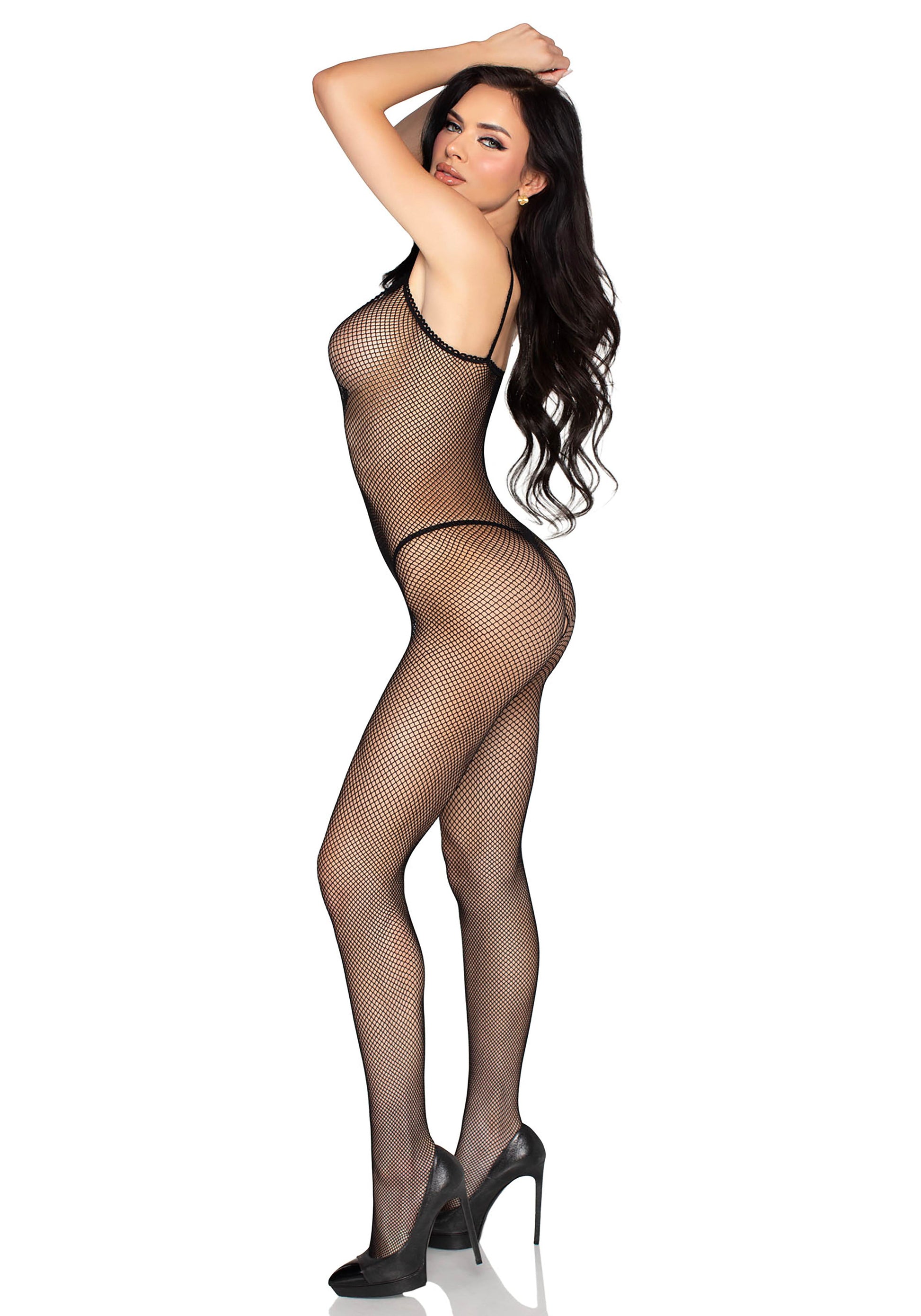 tuta sexy crotchless nero taglia unica leg avenue
