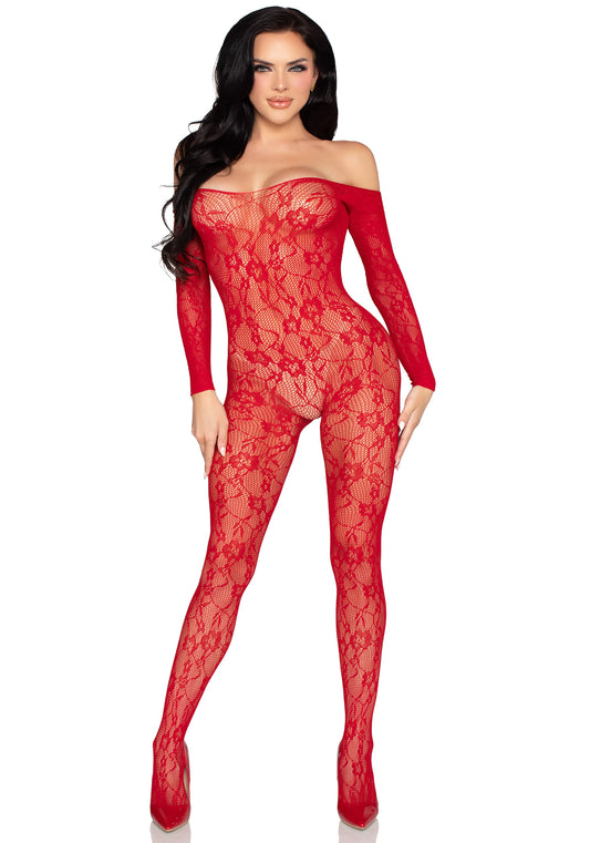 tuta sexy lace rosso taglia unica leg avenue