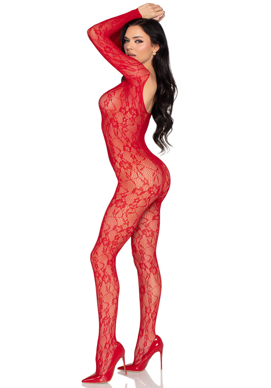 tuta sexy lace rosso taglia unica leg avenue