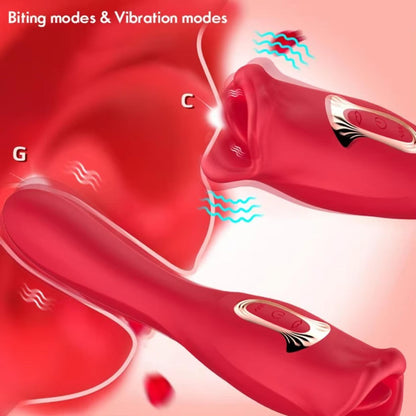 vibratore doppia stimolazione big bite mouth 2 rosso