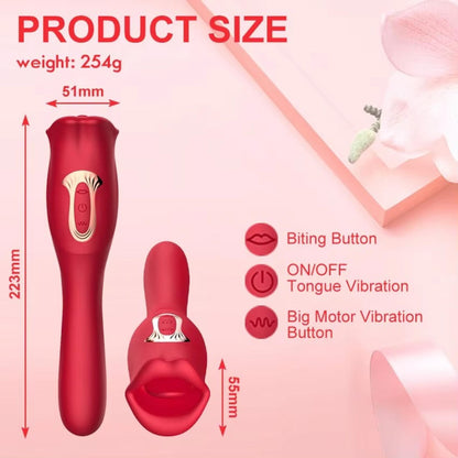 vibratore doppia stimolazione big bite mouth 2 rosso