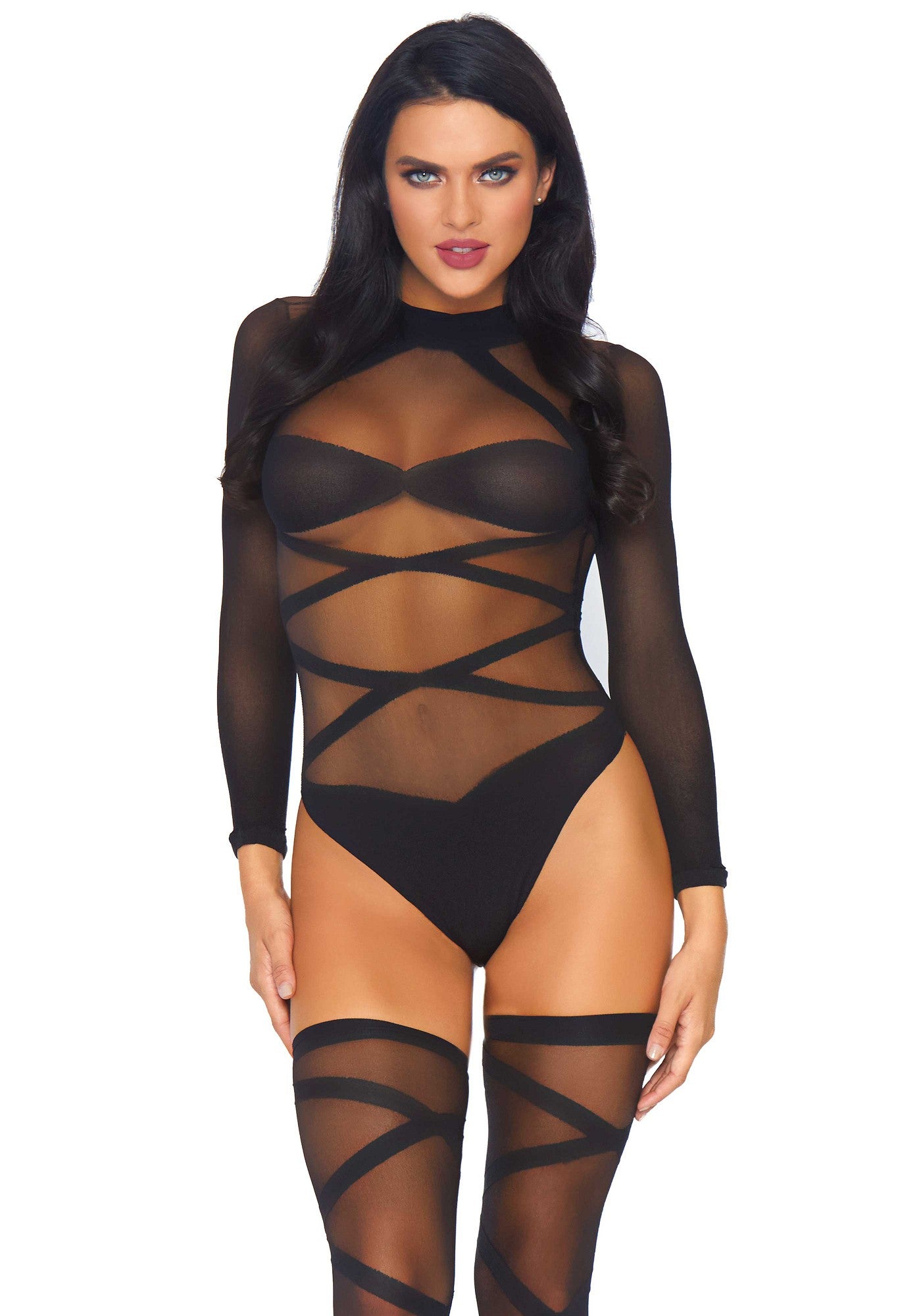 body sexy and thigh highs nero taglia unica leg avenue principale