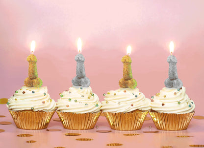 candeline a forma di pene glitter