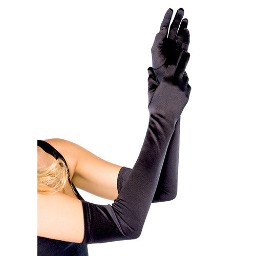 guanti extra long satin black