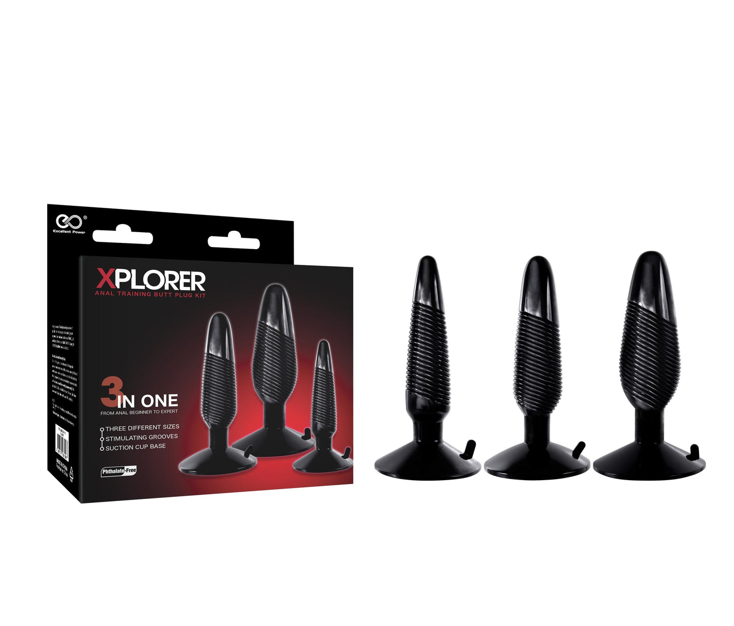 Kit Xplorer 3 Anal Plugs with stimulating texture