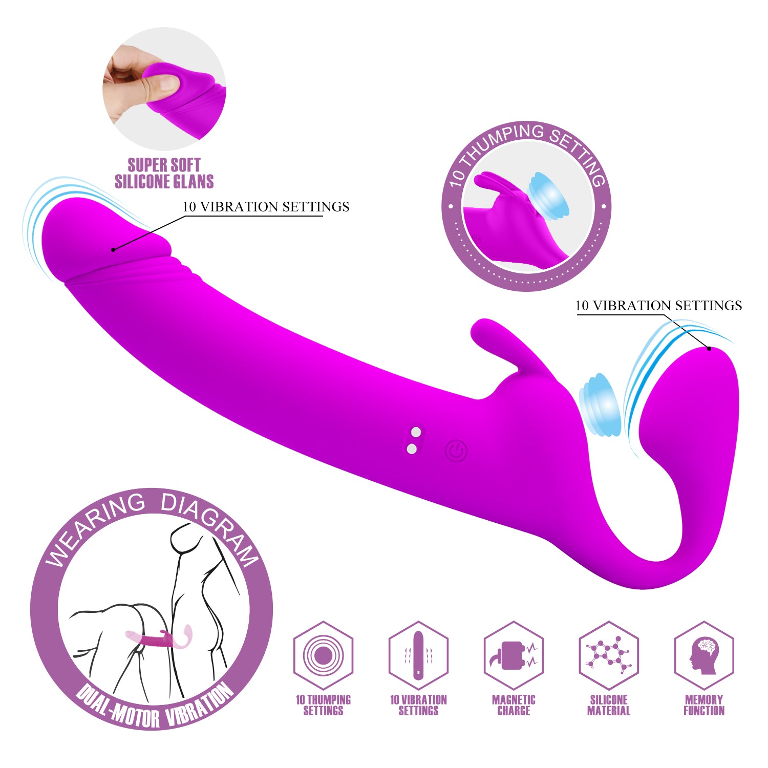 strap on vibrante zanini fucsia pretty love