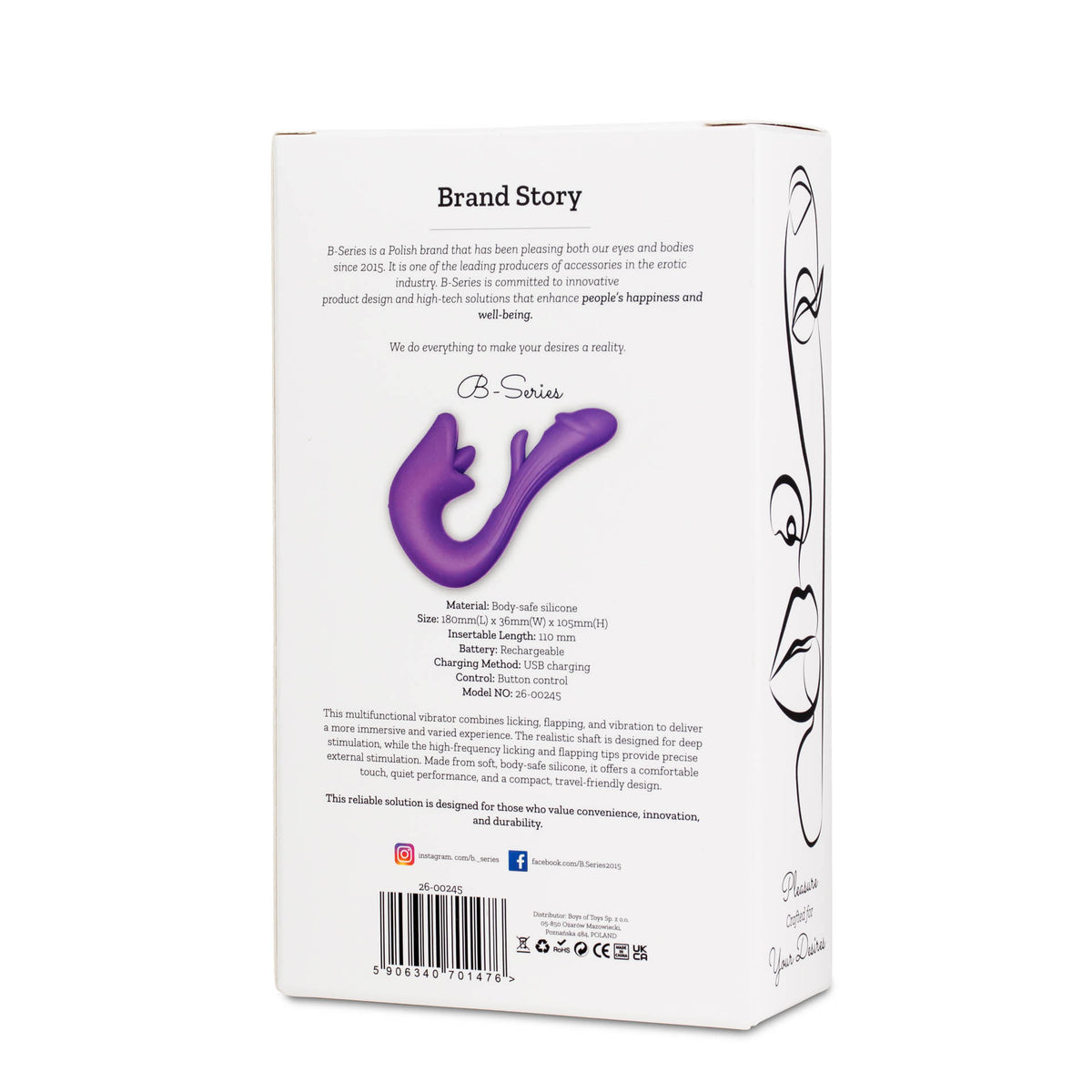 vibratore doppia stimolazione tongue flap viola b series