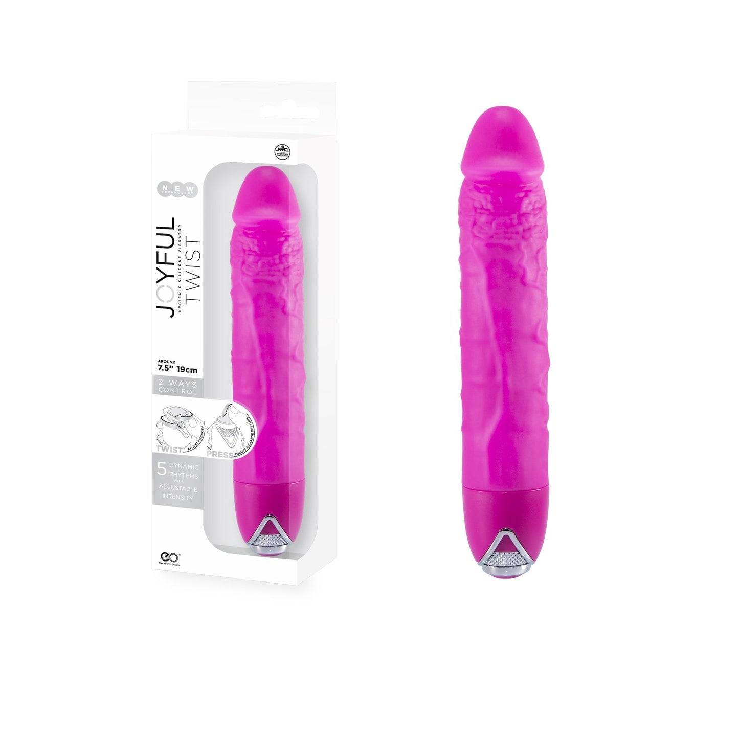 Realistic Vibrator Joyful Twist 7.5 Fuchsia