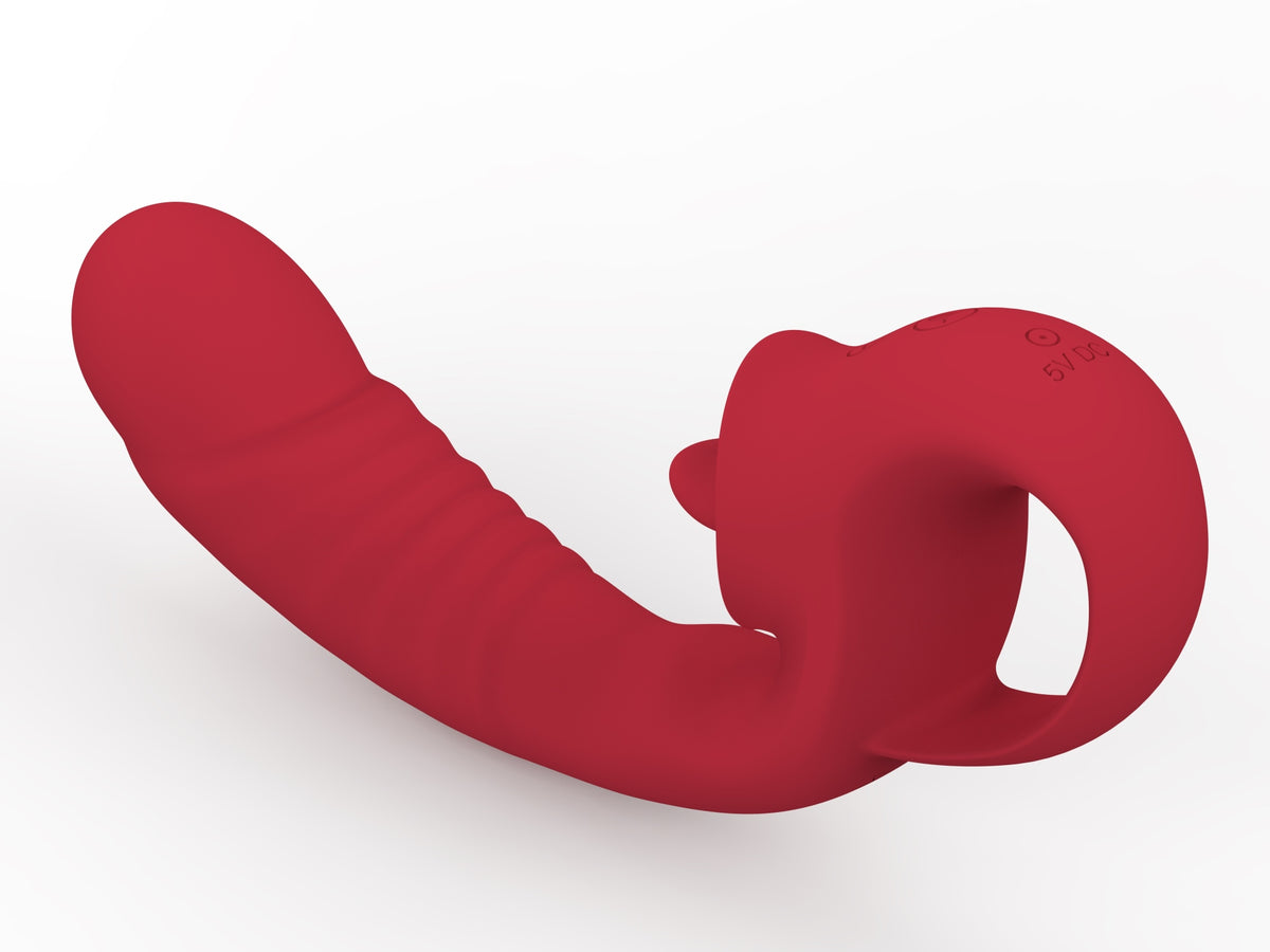 vibratore doppia stimolazione licking rosso